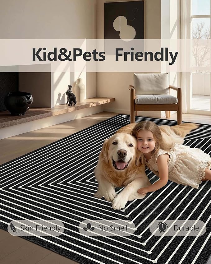 Latte&Fog 2x3 Entryway Rug, Small Modern Abstract Door Mat, Washable Kitchen Rug, Boho Non Slip Low Pile Carpet for Indoor Kitchen, Entry, Front Door and Bathroom