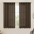 LAMIT Dark Brown Linen Curtains 54 Inch Length 2 Panels, Light Filtering Panels Back Tab and Rod Pocket Neutral Drapes for Bathroom/Window/Bedroom, 52 x 54 Inch