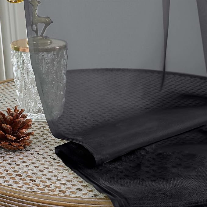 OWENIE Black Sheer Curtains 120 Inches Long 2 Panels Set, Airy Lightweight Sheer Black Curtain for Living Room Bedroom, Farmhouse Voile Filmy Rod Pocket Curtains Drapes, 2 Pcs, Each 59" Wx120 L Inch