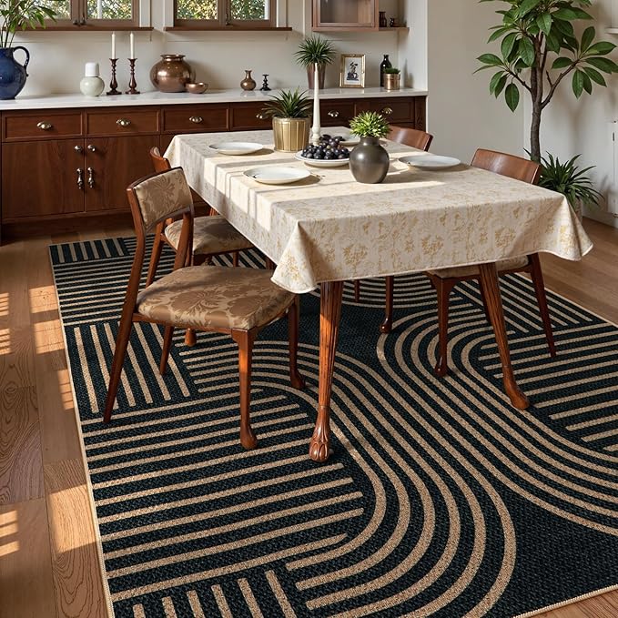 Lahome Enfys Modern Geometric Easy Jute Rug, 6x9 Area Rugs for Living Room Outdoor Patio Washable Indoor Outdoor Carpet, Farmhouse Large Non Slip Carpet for Bedroom Backyard Dining Room