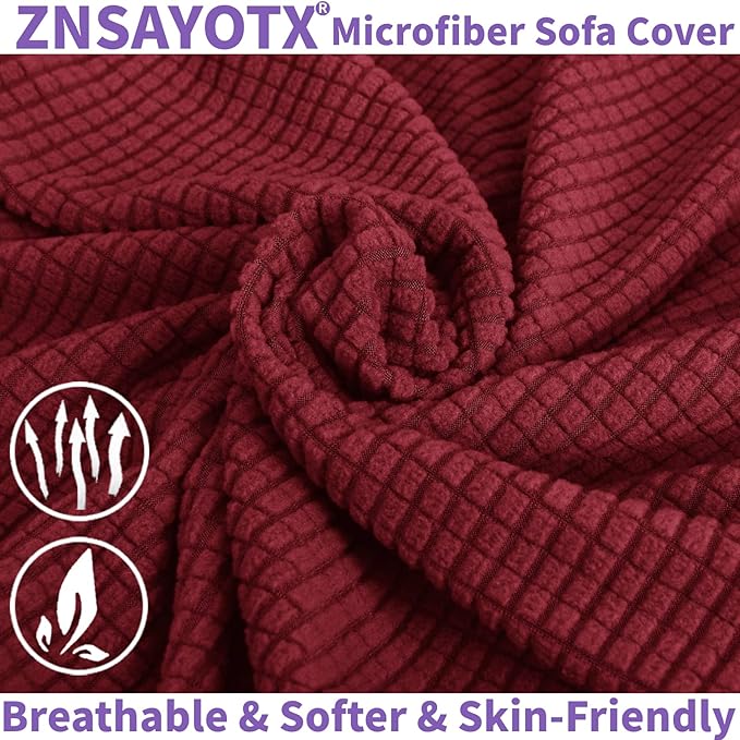 ZNSAYOTX Super Stretch Chair Slipcover Universal Sofa Chair Covers for Living Room Dogs Pet Furniture Protector Spandex Armchair Slipcovers with Anti Slip Foam Sticks (Wine Red, Chair)