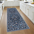 HEBE Washable Hallway Runner Rug 2'x 6' Non Slip Kitchen Rugs Runner,Low Pile Entryway Rug Laundry Room Mat Floral Carpet Runners for Hallways, Kitchen,Bathroom,Laundry,Bedside Rug