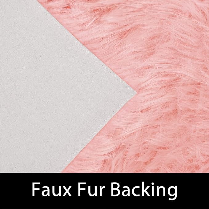 Latepis Pink 2x3 Faux Fur Rug for Bedroom Decor for Teen Girls Throw Fuzzy Fluffy Furry Sheepskin Rug for Sofa Cushion Luxury Home Décor Rectangle