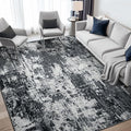 Washable Area Rugs 6'x8' Non-Slip Modern Abstract Soft for Living Room Entryway Bedroom Nursery, Print Pattern, Black Navy Blue Gray