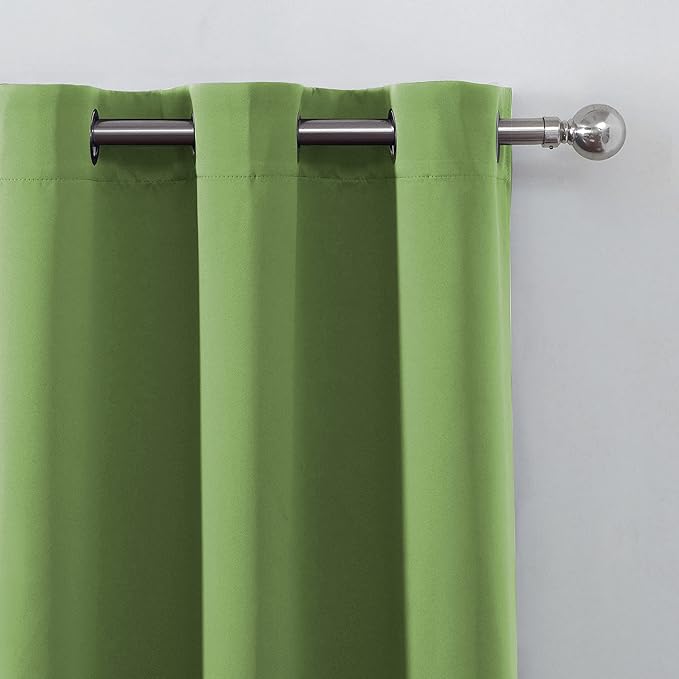 LEMOMO Light Green Blackout Curtains 38 x 54 Inch Length/Set of 2 Curtain Panels/Thermal Insulated Room Darkening Blackout Curtains for Bedroom