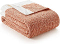 Snuggle Sac Orange Fall Throw Blanket for Couch, Oversized Throw XL Super Soft Warm Blankets Cozy Knit Fuzzy Throws for Sofa, Bed, Living Room, Heather Orange, 50x70 inches