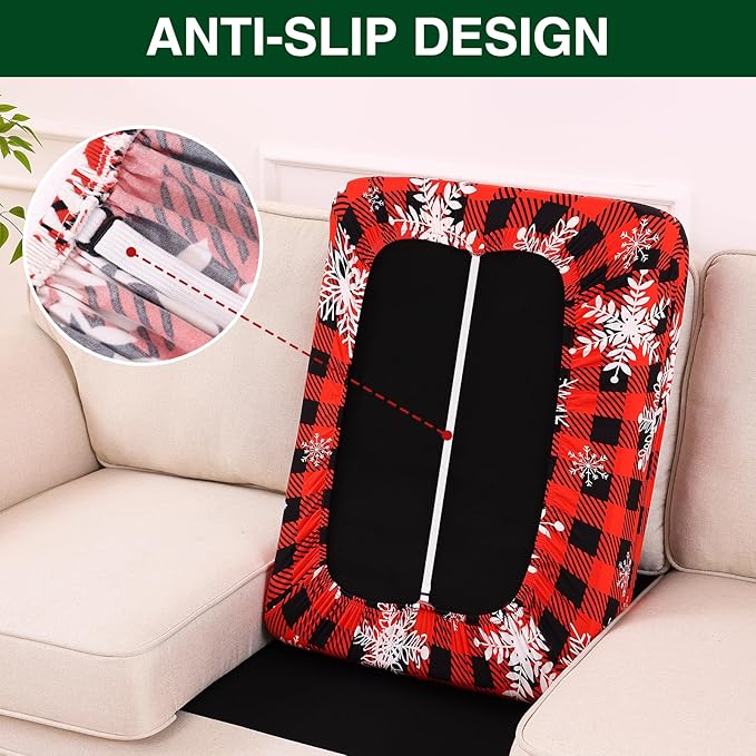 Smiry Printed Couch Cushion Covers, Stretch Soft Couch Covers for Sofa, Washable Non-Slip Sofa Slipcover Furniture Protector for Indoor and Outdoor (Large, Burgundy)