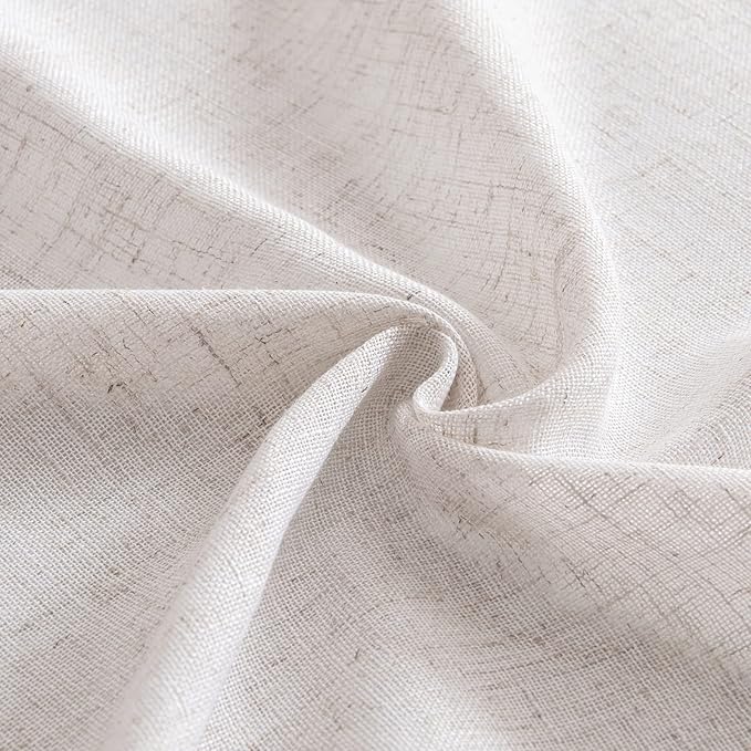MIULEE White Linen Curtains 96 Inch Long for Bedroom Living Room, Soft Thick Linen Textured Window Drapes Semi Sheer Light Filtering Rod Pocket Back Tab Burlap Look Farmhouse Decor, 2 Panels