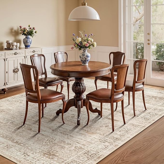Lofus 4x6 Area Rug for Entryway, Beige Non Slip Area Rugs for Kitchen, Washablee Soft Rugs for Bedroom, Living Room, Tool Room Nursery Kids Room Decor