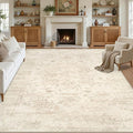 Area Rugs 9x12 Living Room: Vintage Boho Neutral Washable Rug Indoor Soft Large Area Rug Carpet for Bedroom Nursery Farmhouse Dining Room Office Floor Non-Slip Low Pile Under Table Rug Beige/Brown