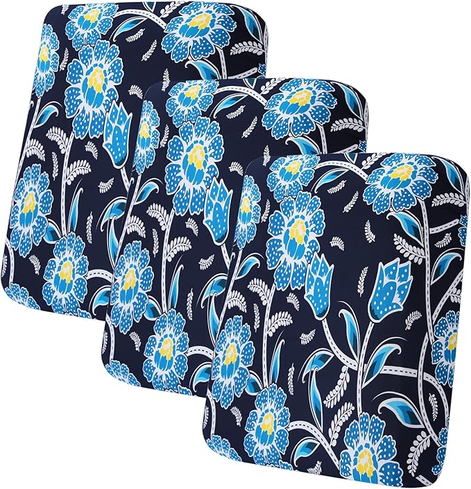 hyha Printed Couch Cushion Covers, Floral Sofa Covers Washable for 3 Cushion Couch, Stretch Pattern Outdoor Cushion Covers for Patio Furniture with Elastic Bottom(3 Packs, Bluebell)