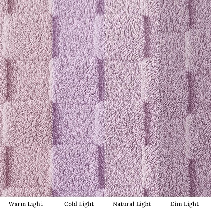 Exclusivo Mezcla Twin Size Flannel Fleece Blanket, Super Soft and Warm Lightweight Checkered Pattern Blanket for All Seasons, 60x80 Inches, Light Purple