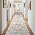 3x25 Washable Hallway Runner Rug - Vintage Kitchen Runners Low Pile Carpet Soft Thin Floor Runner with Rubber Backing for Entryway Living Room Home Decor (Cream/Camel)