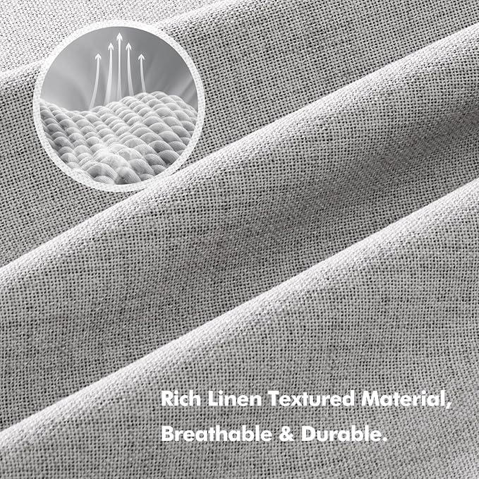 MIULEE 100% Blackout Linen Curtains for Bedroom, Greyish White Solid Luxury Decor Thermal Insulation Room Darkening Drapes for Living Room Nursery Back Tab Rod Pocket 42 x 84 Inches, 2 Panels