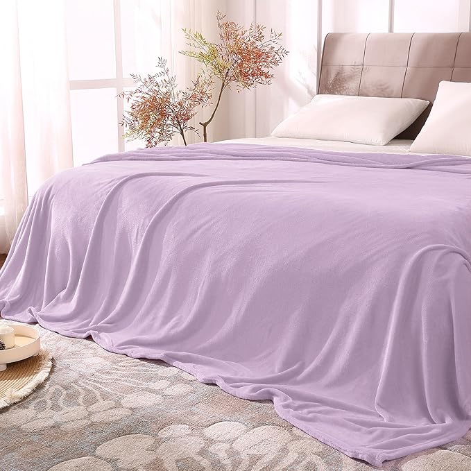 BEDELITE Fleece Blankets Queen Size Lilac Throw Blankets for Bed, Luxury Plush Cozy Fuzzy Blanket 90x90 inches, Super Soft Warm Lightweight Throw Blanket All Seasons Suitable