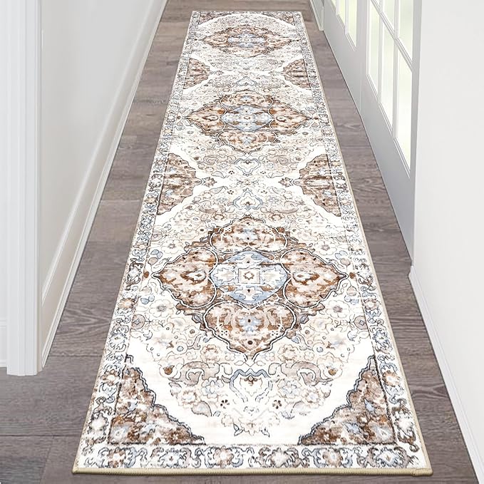 HEBE Hallway Runner Rug 2'x8' Washable Vintage Distressed Area Rugs Non Slip Laundry Rug Runner Boho Floor Carpet Runners for Hallways Entryway Laundry Room Kitchen Bathroom