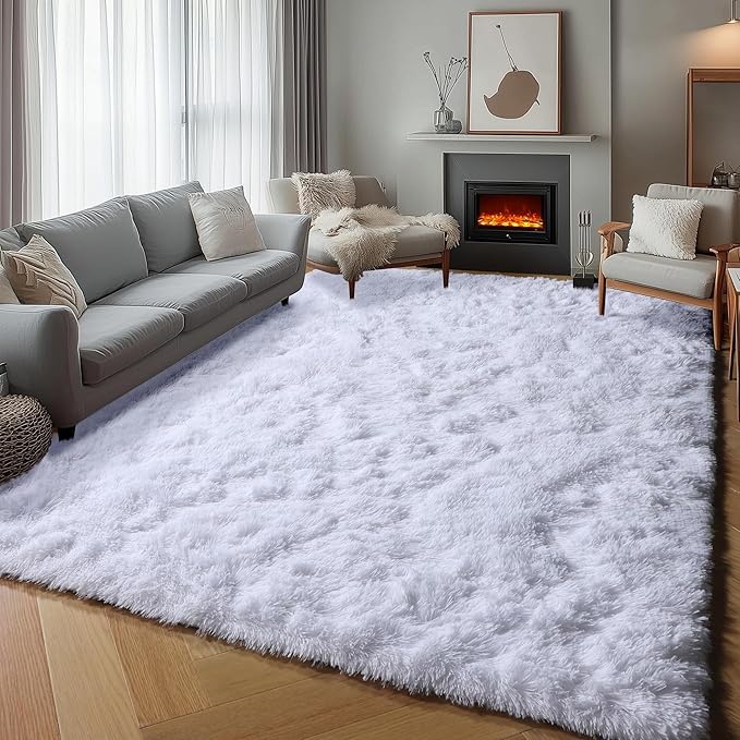 ONASAR White Rugs for Living Room 5x8, Fluffy Shaggy Area Rug for Bedroom, Ultra Soft Plush Large Floor Carpets for Baby Kids Girls Boys Teen Playroom Dorm Nursery Bedside Home Office Decor