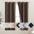 NICETOWN Coffee Vintage Linen 100% Blackout Curtains for Dining Room, Thermal Insulated Curtains 45" Long, Noise Reducing Window Treatment Drapes for Kitchen, 42" Wide Per Panel, Set of 2