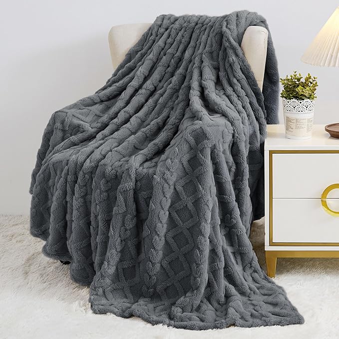 Aganear Blanket Queen Size - Washed Fuzzy Cozy Soft Lightweight Blankets for Couch, Sofa, Bed, Office, Breathable and Skin-Friendly Blanket for All Season Accessories(90"x90", Gray)