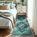 Area Rugs 3'x7' Runner Rug Non Slip Washable for Kitchen Hallway Bedroom Beside Laundry Room Bathroom Rug, Floor Carpet, Teal Green Lake Blue Turquoise