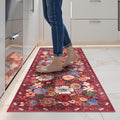 2x5 Entryway Runner Rugs, Non Slip Washable Rugs with Rubber Backing Soft Floral Carpet Runner for Kitchen, Laundry, Bedroom, Bathroom(2 x 5, Red Garden)
