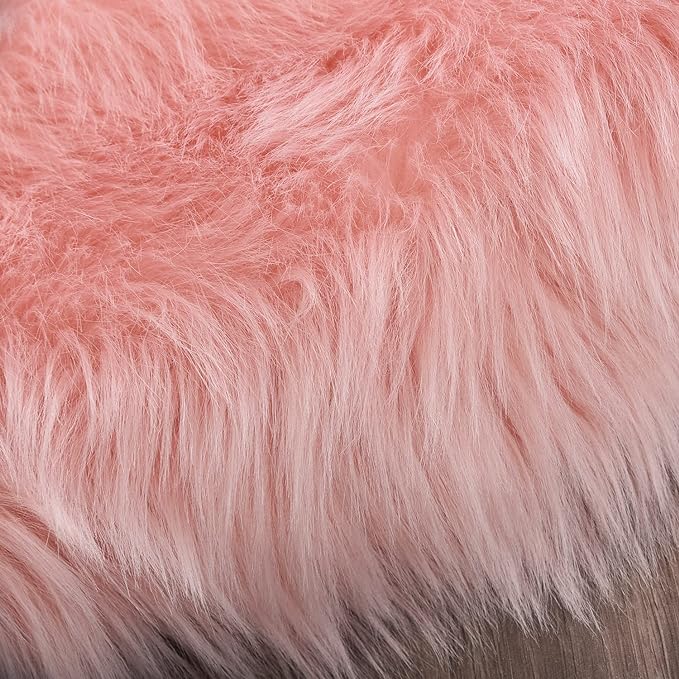Latepis Pink Fur 5x8 Area Rug for Living Room Bedroom Faux Sheepskin Rugs Fuzzy Shaggy Plush Rug for Girls Room Cute Home Décor, Rectangle
