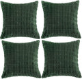 Fancy Homi 4 Packs Hunter Green Decorative Throw Pillow Covers 20x20 Inch for Couch Bed Sofa, Forest Green Boho Home Decor, Soft Plush Corduroy Cute Emerald Green Square Cushion Case 50x50 cm