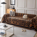 HANDONTIME Boho Geometric Couch Covers for Sofa Pet Friendly Brown and Black Sofa Covers Washable Chenille Couch Blanket Cover for 3 4 Cushion Couches Pet Protector Furniture Cover Soft, 71" X 150"