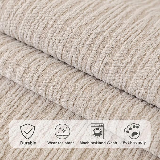 Soft Waterproof Chenille Cover Washable, Non Slip Sectional Sofa Covers for 3 Cushion Couch Sofa L Sharped Sofa Slipcover for Pets, Furniture Protector (1 PCS 36"x94" Coffee)