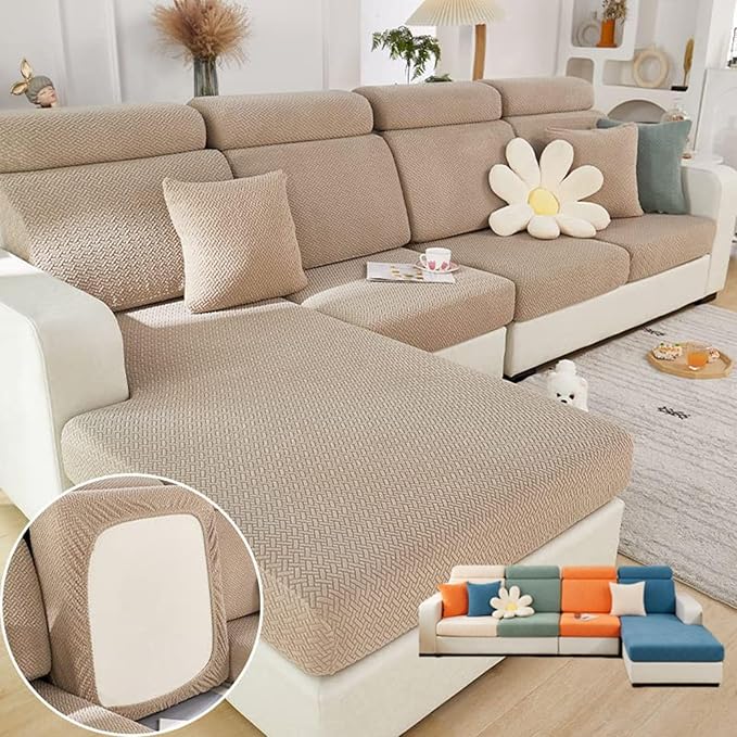 Soothing Home Sofa Covers, Sofa Hero Covers, Wear-Resistant Universal Couch Covers Washable Stretch Sectional Couch Cushion Covers (Coffee,Extra Large Seat Cover)