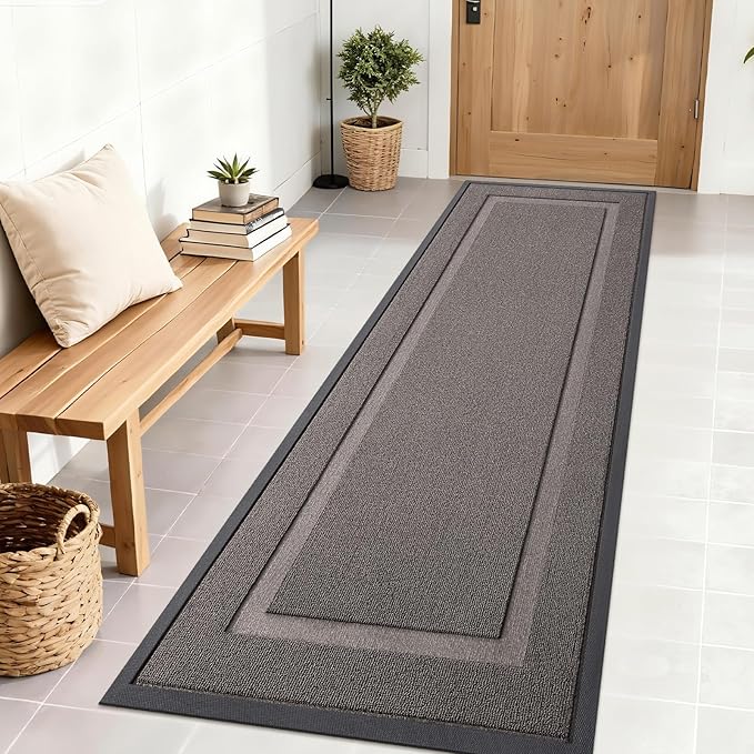 OLANLY Front Door Mat Indoor Outdoor Entrance, Waterproof All-Season, All-Weather Doormat, Sturdy Natural Rubber, Low Profile, Easy Clean Patio Porch Entryway Mat, 71x23, Taupe
