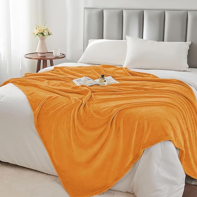 BEDELITE Burnt Orange Throw Blankets for Couch & Bed, 300GSM Luxury Plush Cozy Fleece Blanket 50" x 60", Super Soft Lightweight Fall Blanket for Travel Camping