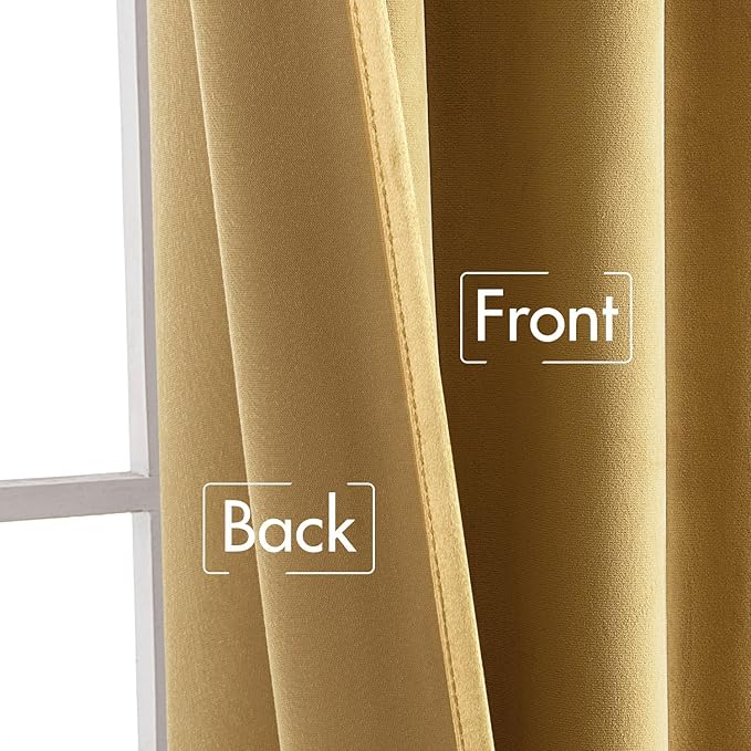 MIULEE Velvet Curtains 96 inches - Luxury Curtains for Bedroom Living Room Room Darkening Thermal Insulated Super Soft Window Drapes Rod Pocket & Back Tab, Golden, W52 x L96 inches, 2 Panels