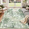 Washable Area Rugs 7'x9' Non-Slip Modern Abstract Soft for Living Room Entryway Bedroom Nursery, Print Pattern, Light Green/Yellow