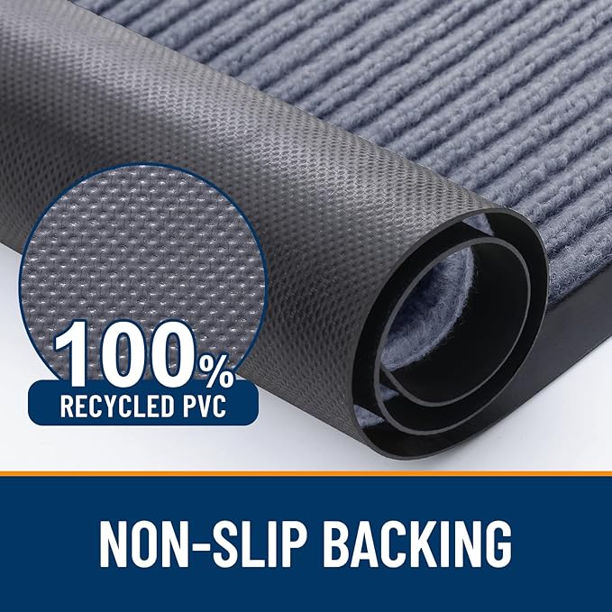 OLANLY Front Door Mat Indoor Outdoor Entrance, Waterproof Heavy Duty Doormat, Fade Resistant, Low Profile, Easy Clean Patio Porch Welcome Floor Mats for Entry, 40x32, Ash Grey