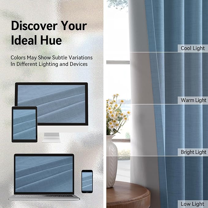 100% Blackout Shield Curtains, Blue, 50''W x 84''L, 2 Panels, Grommet Top, Thermal Insulated, Full Light Blackout, Living Room/Bedroom