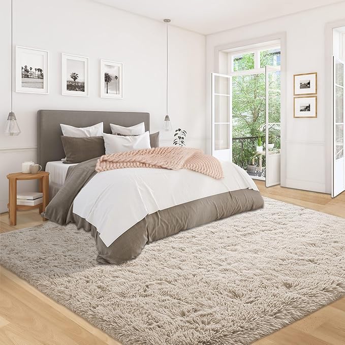 5x8 Area Rug for Living Room: Fluffy Shag Soft Washable Rugs Fuzzy Plush Indoor Carpet for Bedroom Nursery Playroom Dorm Kids Girls Boys Room (Camel, 5'x8')