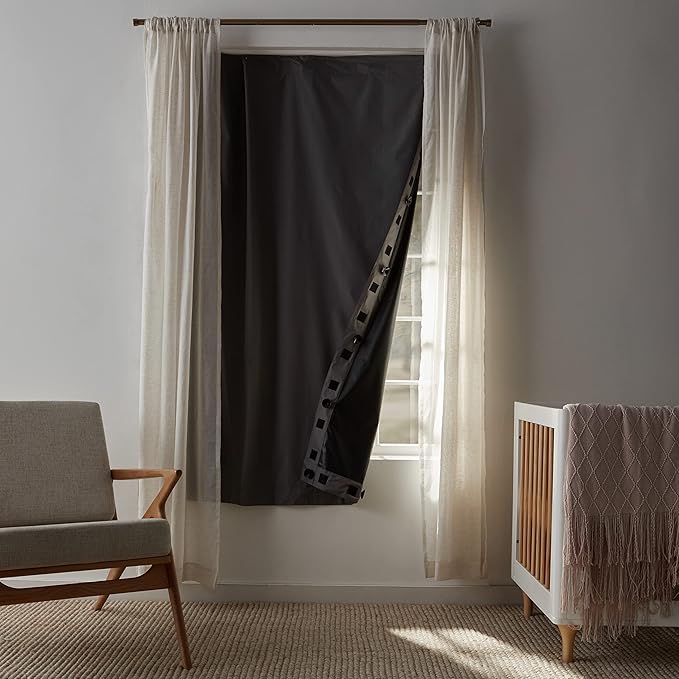 Amazon Basics Portable Energy Saving Noise Reducing Blackout Curtain Shade with Suction Cup Mounts, 50"W x 78"L, Dark Grey, 2-Pack