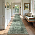 Area Rugs 3'x12' Runner Rug Non Slip Washable for Kitchen Hallway Bedroom Beside Laundry Room Bathroom Rug, Floor Carpet, Dark Green Gray