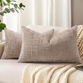 decorUhome Oatmeal Chenille Throw Pillow Covers 12x20 Set of 2 Textured Soft Cozy Slubby Couch Pillow Covers Modern Farmhouse Boho Decorative Pillow Cases for Bed Sofa Living Room