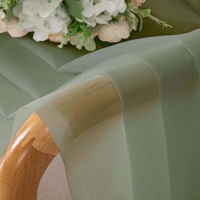 Chyhomenyc Sage Green Sheer Curtains 30 inch Length 2 Panels, Light Filtering Voile Rod Pocket Short Window Curtians for Bathroom Living Room Farmhouse Small Windows, 42Wx30L inches