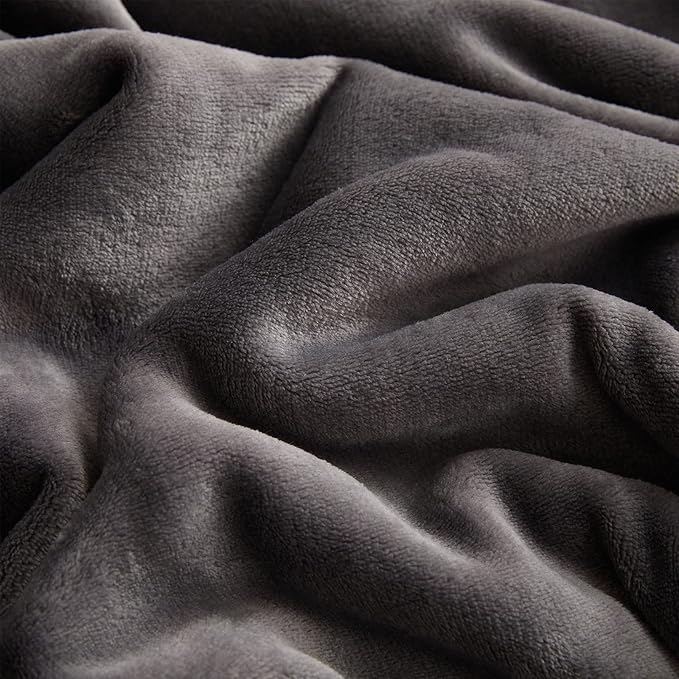 KMUSET Fleece Blanket Dark Grey Queen Size Lightweight Cozy Plush Microfiber Bed Blanket Factory Shop