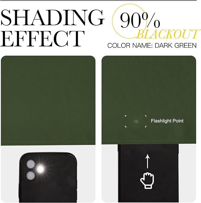 NICETOWN Dark Green Blackout Cafe Satin Curtains for Small Windows, 42" Wide by 63" Long, 2 Panels, Grommet Noise Reducing Faux Silk Blackout Drapes for Dining Room