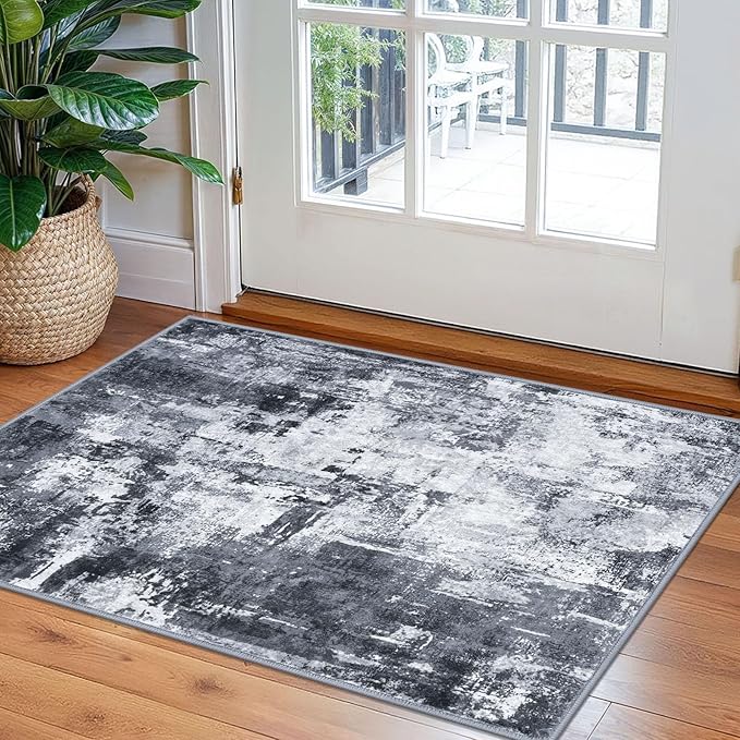 KOZYFLY 2x3 Rug Non-Slip Small Area Rug Abstract Machine Washable Indoor Front Door Mat Modern Rug for Entryway, Throw Rug with Low Pile Small Carpet for Bedroom, Living Room, Bathroom
