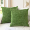 CaliTime Throw Pillow Covers Decorative 22 X 22 Inches Pack of 2 Cozy Chenille Cushion Cases for Couch Sofa Bed Living Room Home Forest Green