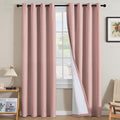 H.VERSAILTEX Linen Curtains 100% Blackout Curtains for Bedroom 102 inch Long Full Light Blocking Nature Linen Blended Window Curtains for Living Room Nickel Grommet (2 Panels, Heathered Baby Pink)