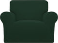 Easy-Going Stretch Chair Sofa Slipcover 1-Piece Couch Sofa Cover Furniture Protector Soft with Elastic Bottom for Kids, Pet. Spandex Jacquard Fabric Small Checks (Chair, Dark Green)