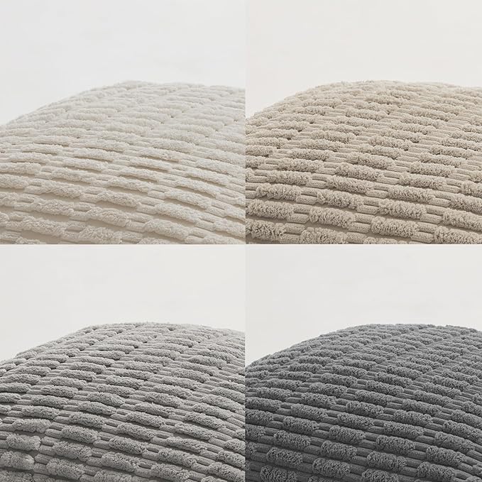 Fancy Homi Set of 4 Grey and White Lumbar Rectangle Decorative Throw Pillow Covers 14x24 Inch for Couch Bed Chair, Farmhouse Boho Room Decor, Soft Fuzzy Thick Corduroy Textured Cushion Case 35x60cm