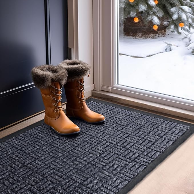 Mibao Front Door Mat, Heavy Duty Durable Welcome Mat for Outdoor Indoor, Dirt Trapper Waterproof Super Absorbent Door Mat for Entryway Outside Patio Porch, 47" x 24", Navy