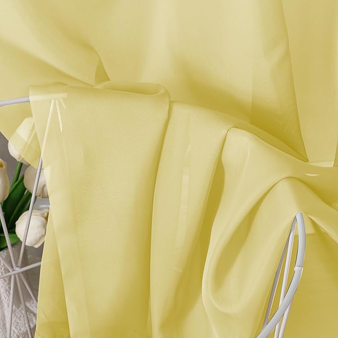 Aiyufeng Yellow Sheer Curtains 2 Panel Sets 90 Inches Long - Transparent Light Weight Soft Yellow Window Treatment Panels for Study Room/Living Room/Guest Room, Per Panel W42 X L90 inches